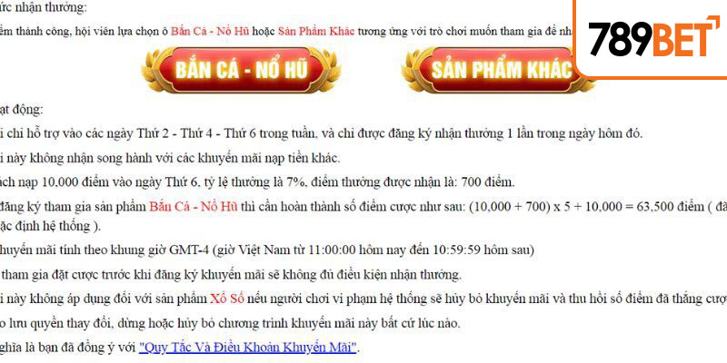 Thông tin hoạt động của chương trình khuyến mãi